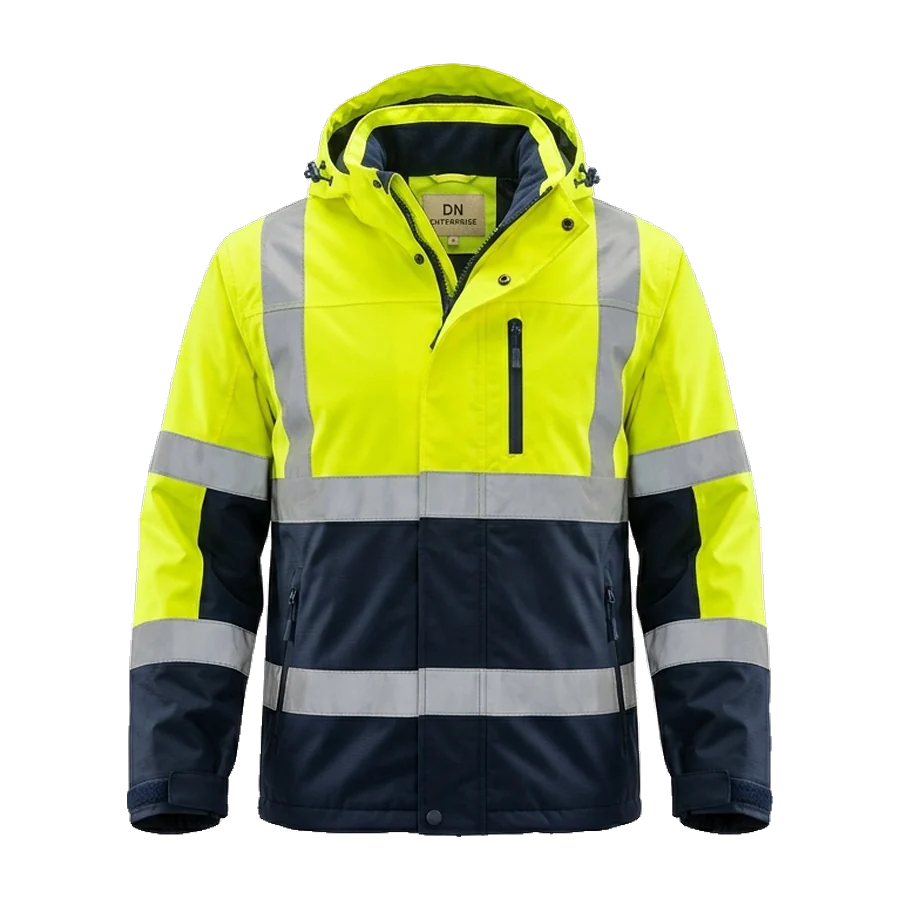 Hi-vis yellow and navy work jacket