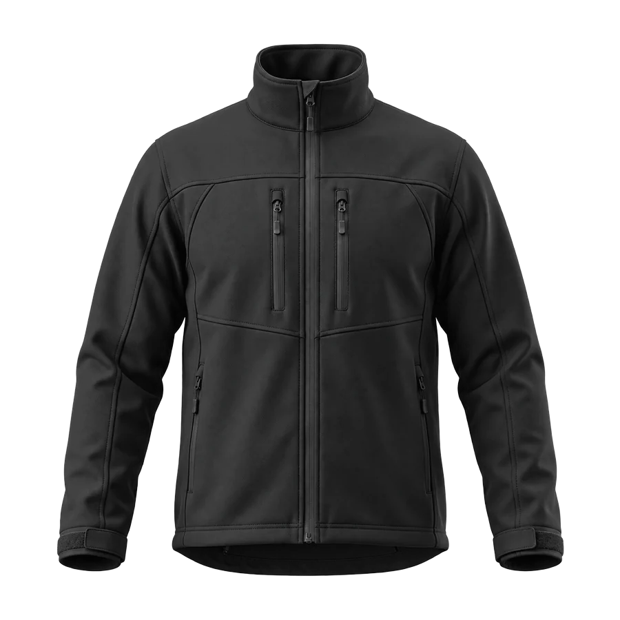 Black softshell work jacket