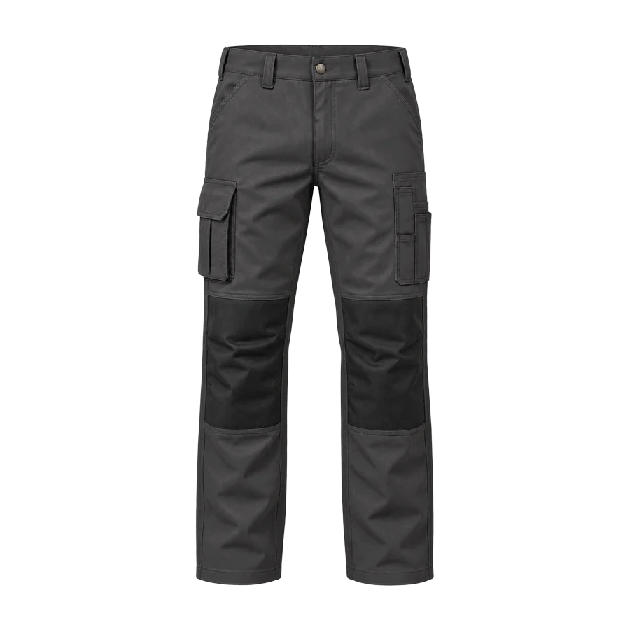 Charcoal work trousers with reinforced knees