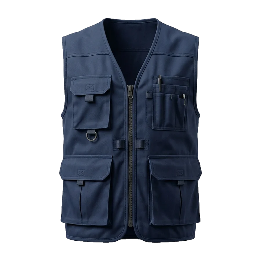 Multi-Pocket Utility Vest in navy