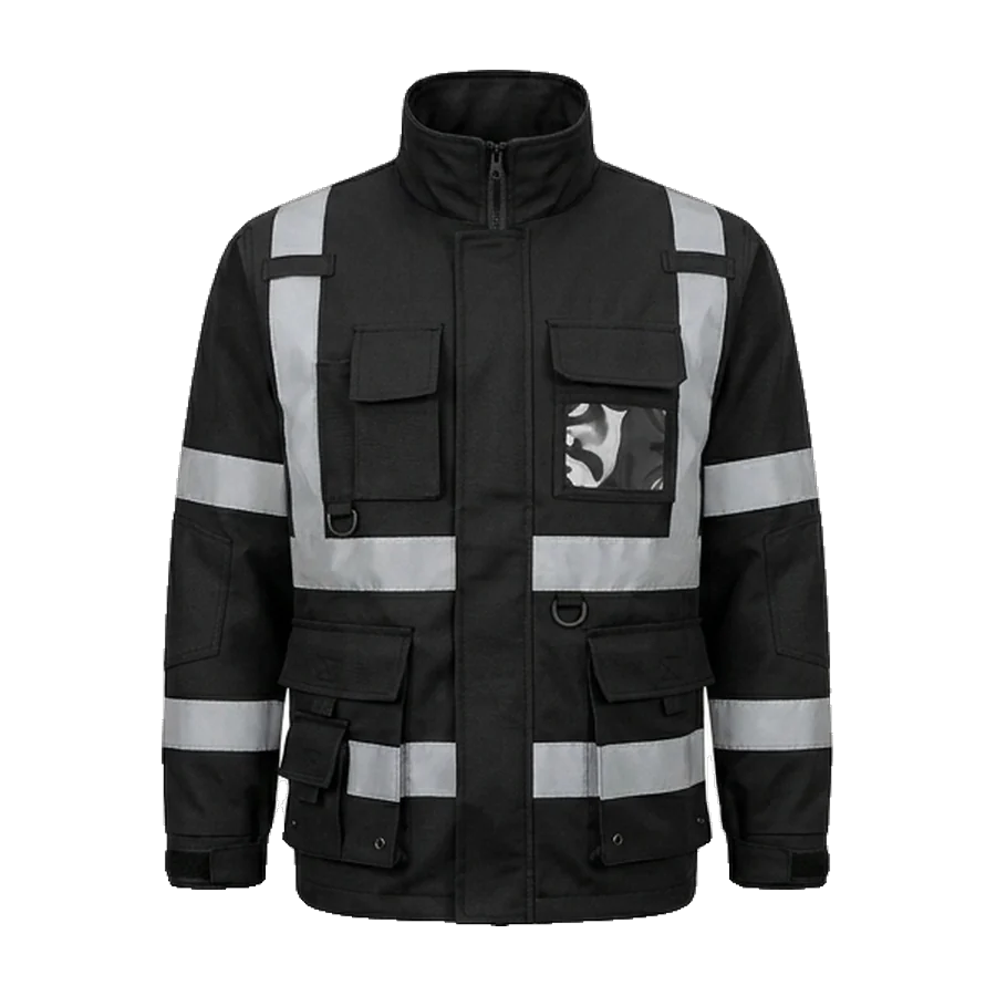 Reflective work jacket in black