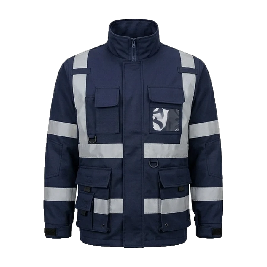 Reflective work jacket in navy