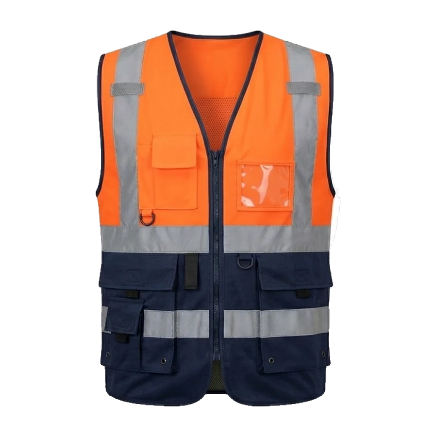 Hi-vis safety vest in hi-vis orange